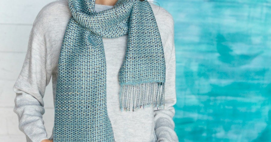 Turquoise Canvas Weave Scarf Image