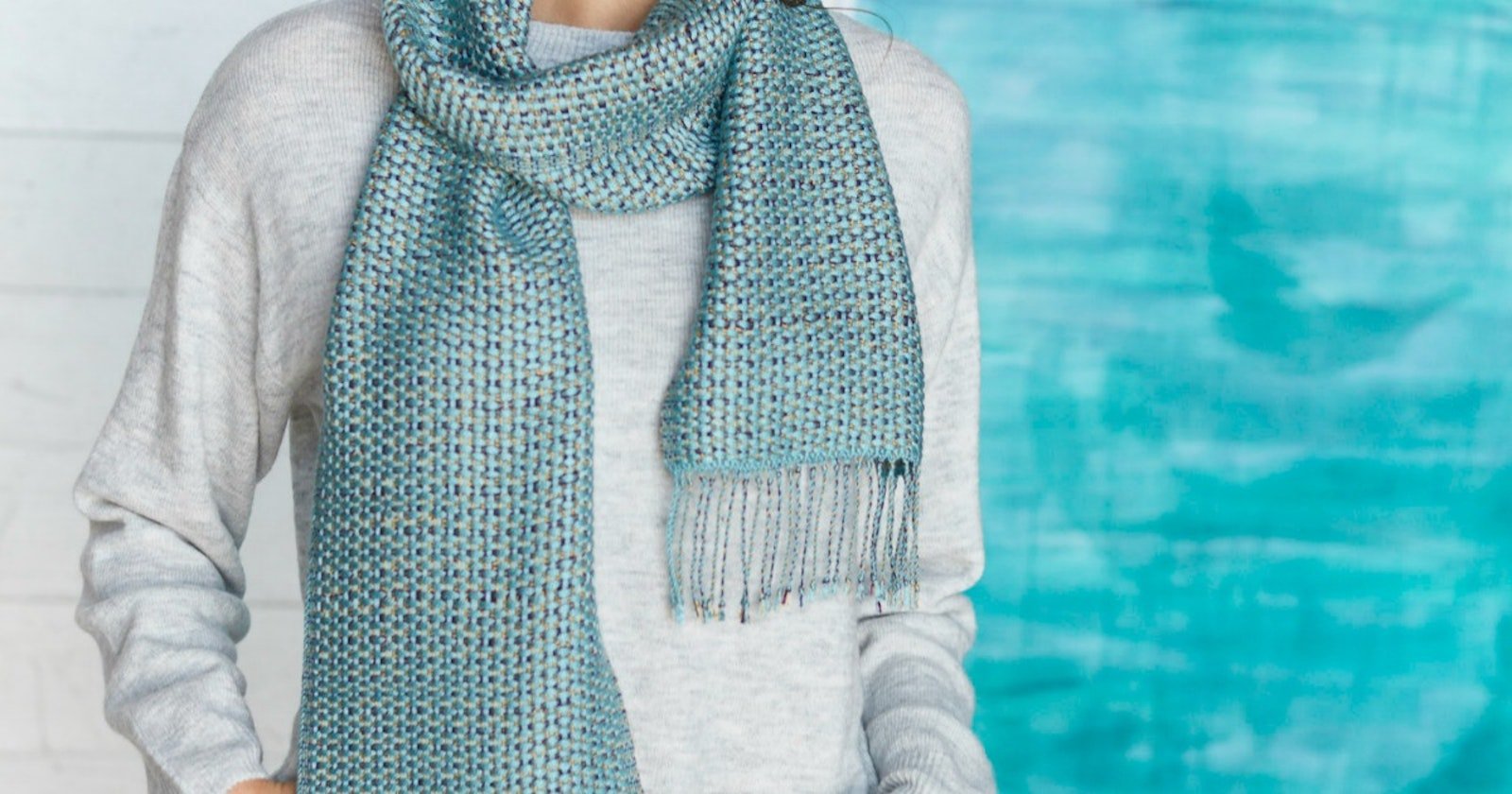 Turquoise Canvas Weave Scarf Primary Image