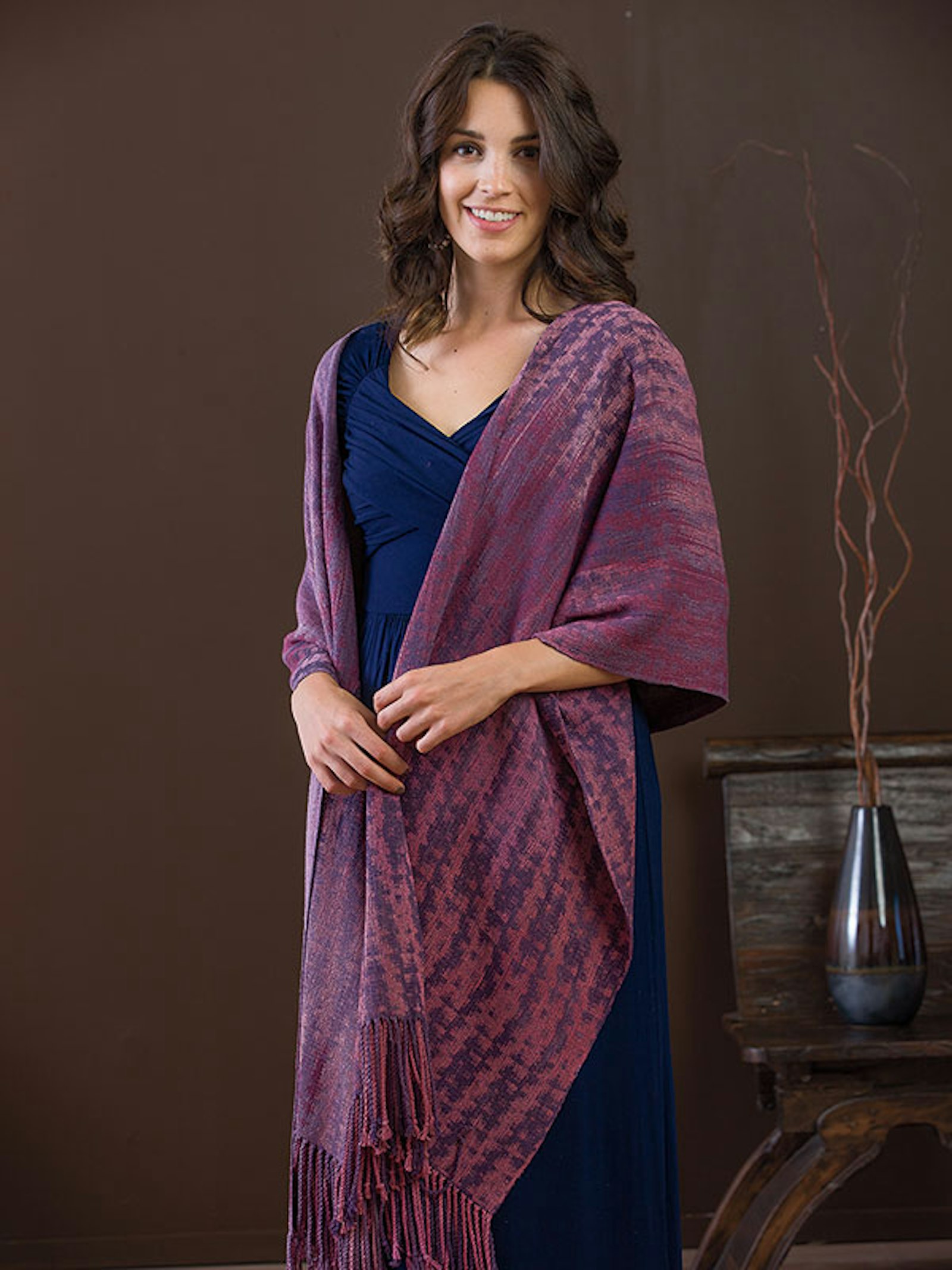 Hand-Painted Turned Taquete Shawls in Silk Noil Primary Image